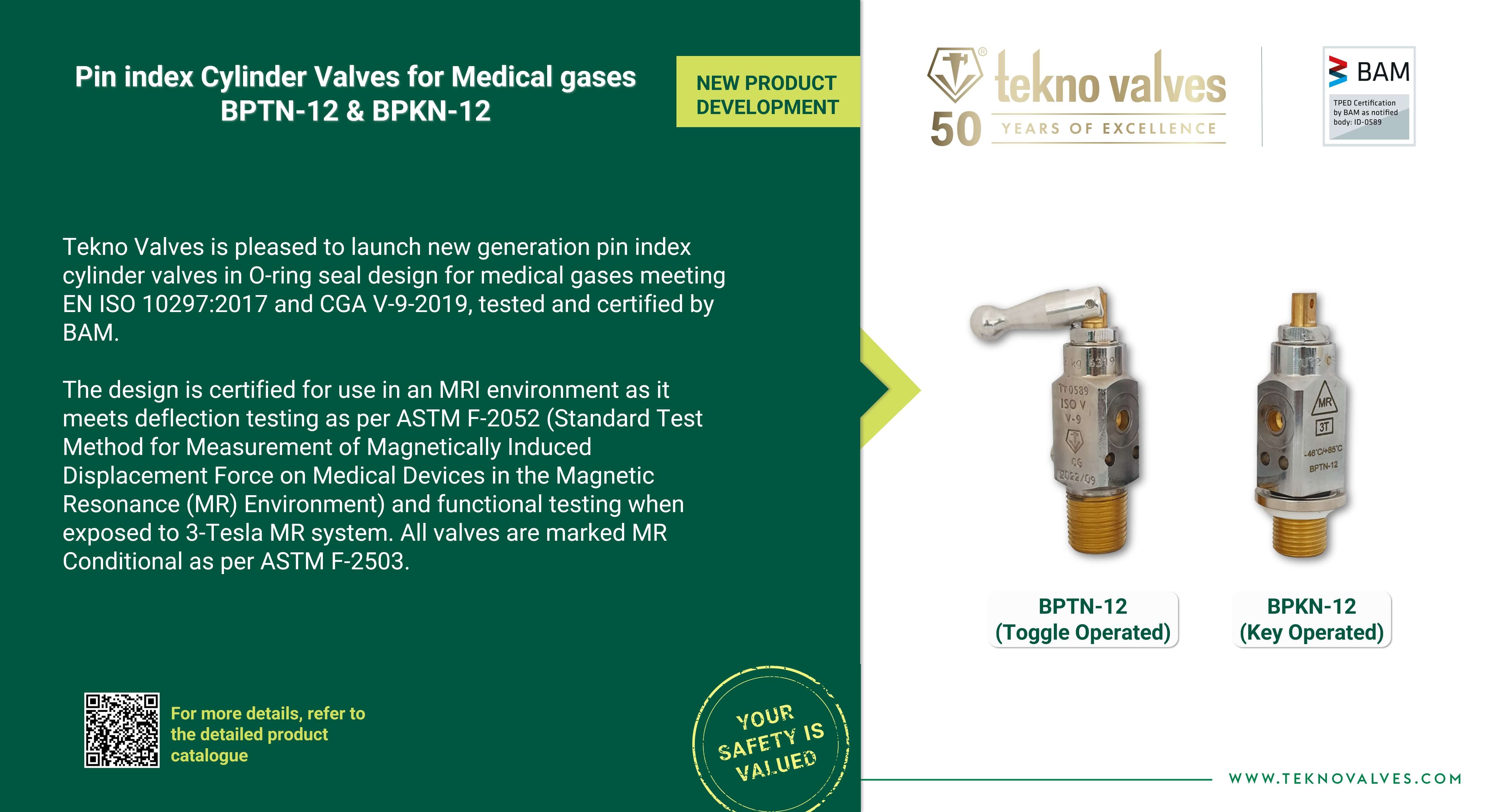 Tekno Valves introduces BPKN-12 & BPTN-12 for Medical gases